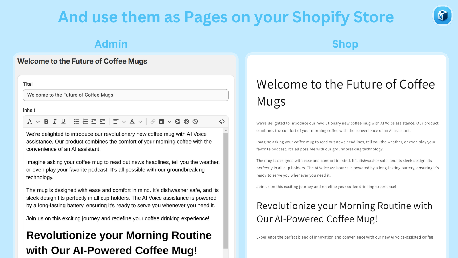 وسائط منشئ صفحة المقاييس المفاجئة - تحويل صفحات الفكرة إلى صفحات Shopify وابقيها متزامنة 4