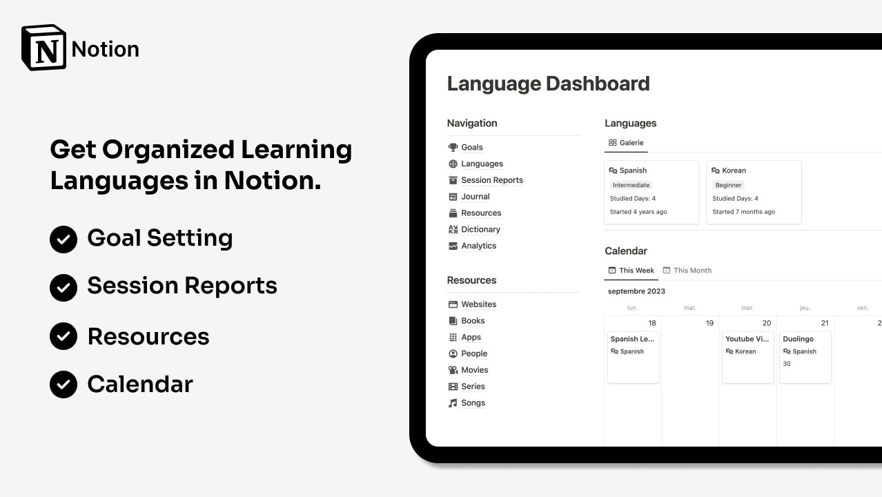 Taaldashboard - Organiseer uw leertaalervaring in notie. media 1