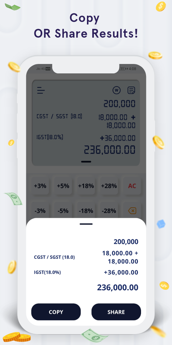 GST Calculator - CGST & SGST - Estimate gross or net product price on basis of GST rates. media 6