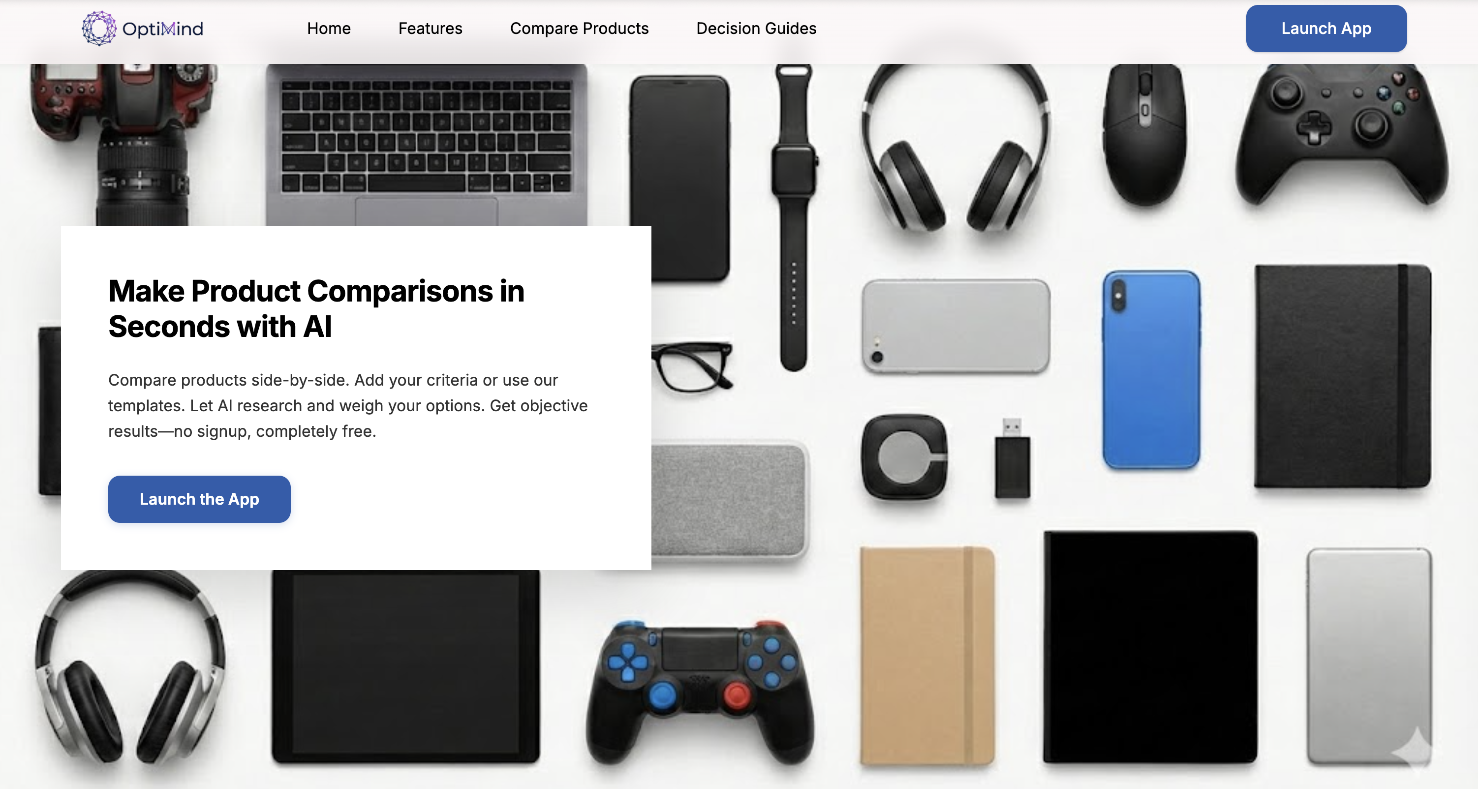 OptiMind - Main product screenshot demonstrating key features and user interface