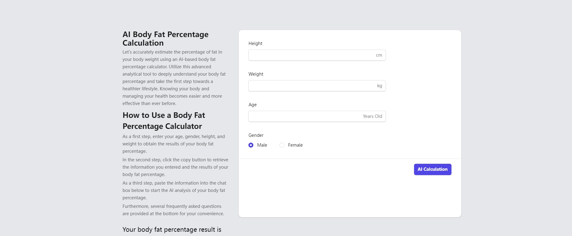 AI Body Fat Percentage Calculation media 1