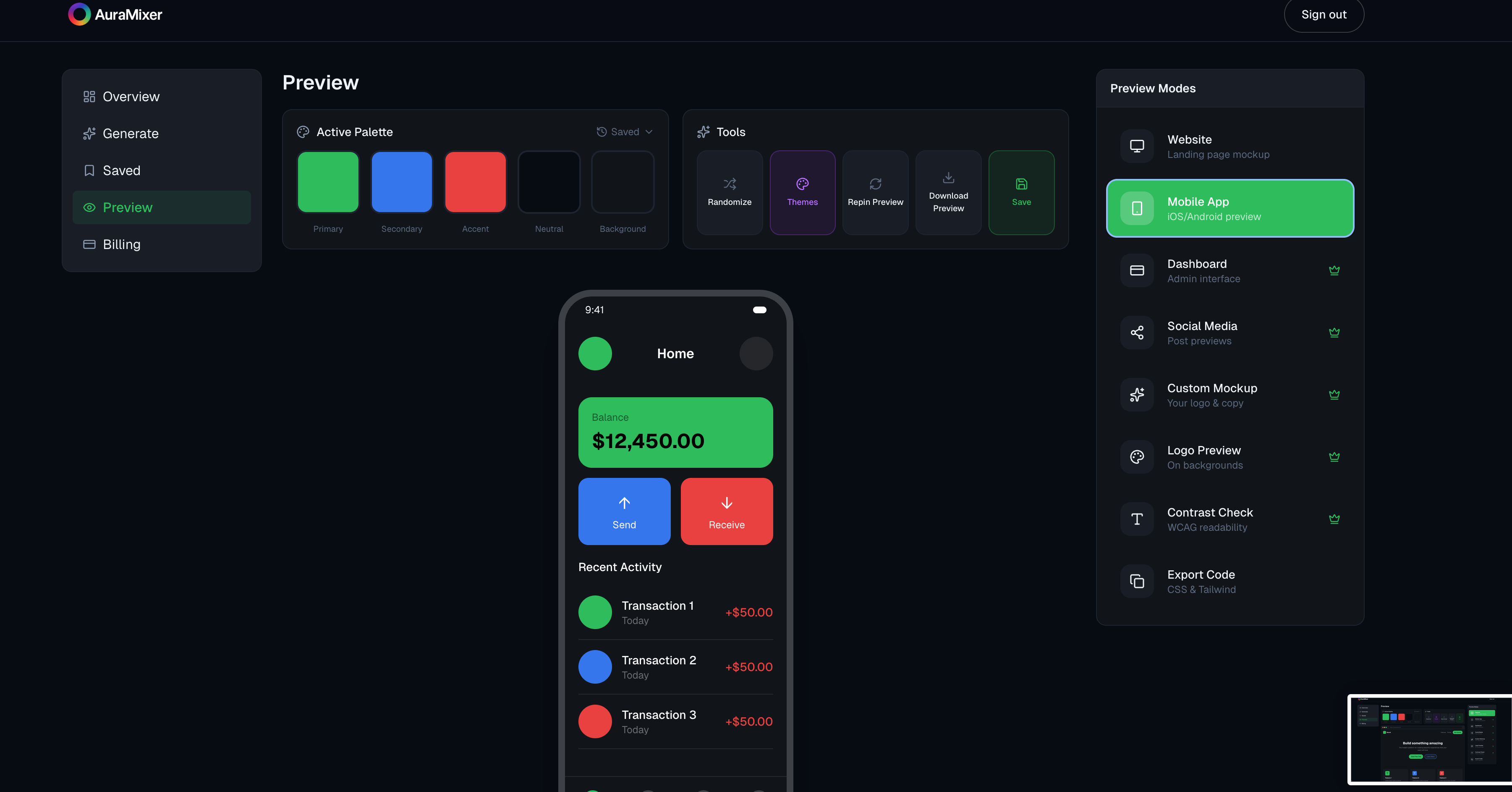 Aura Mixer- Generate Color Palettes  gallery image