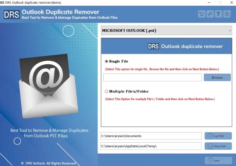 Média DRS Softech PST Duplicat - Supprimez les doublons Outlook facilement et en toute sécurité 2