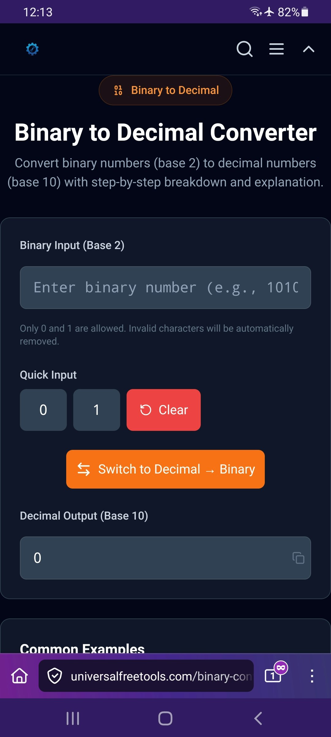 Binary to Decimal Converter - Main product screenshot demonstrating key features and user interface