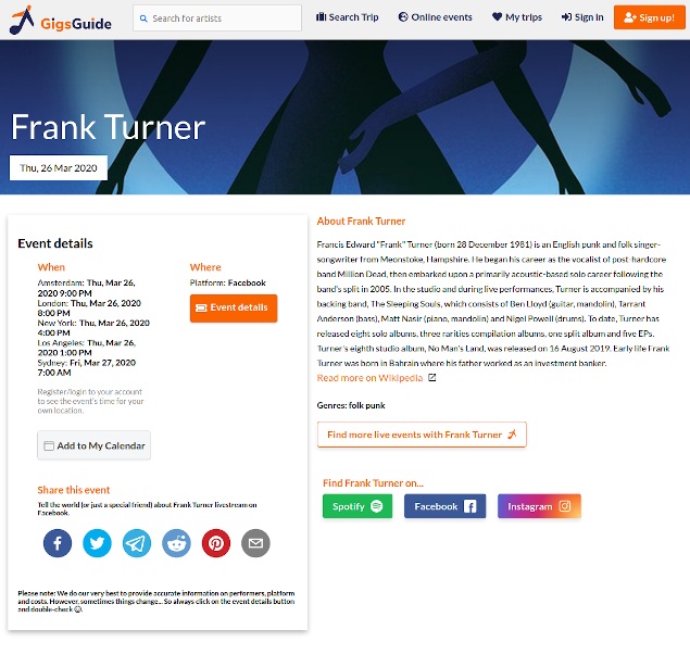 Virtual concerts listings on GigsGuide gallery image