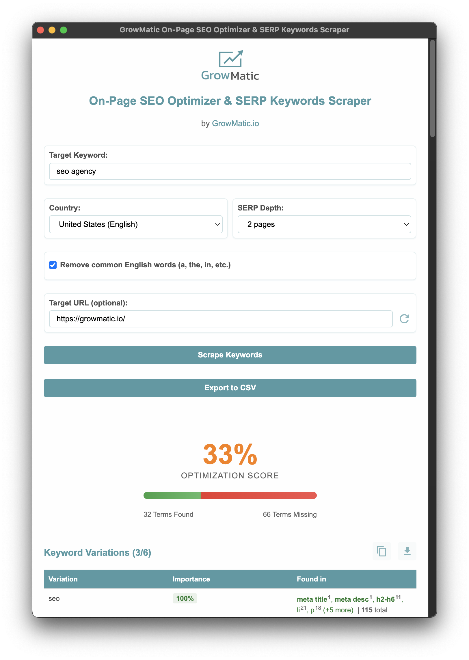 Growmatic SEO krom tarayıcı uzantısı - Sayfalı SEO Optimizer ve SERP Anahtar Kelimeler Scraper medya 2