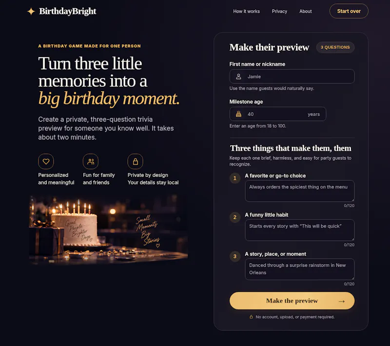 BirthdayBright screenshot 1