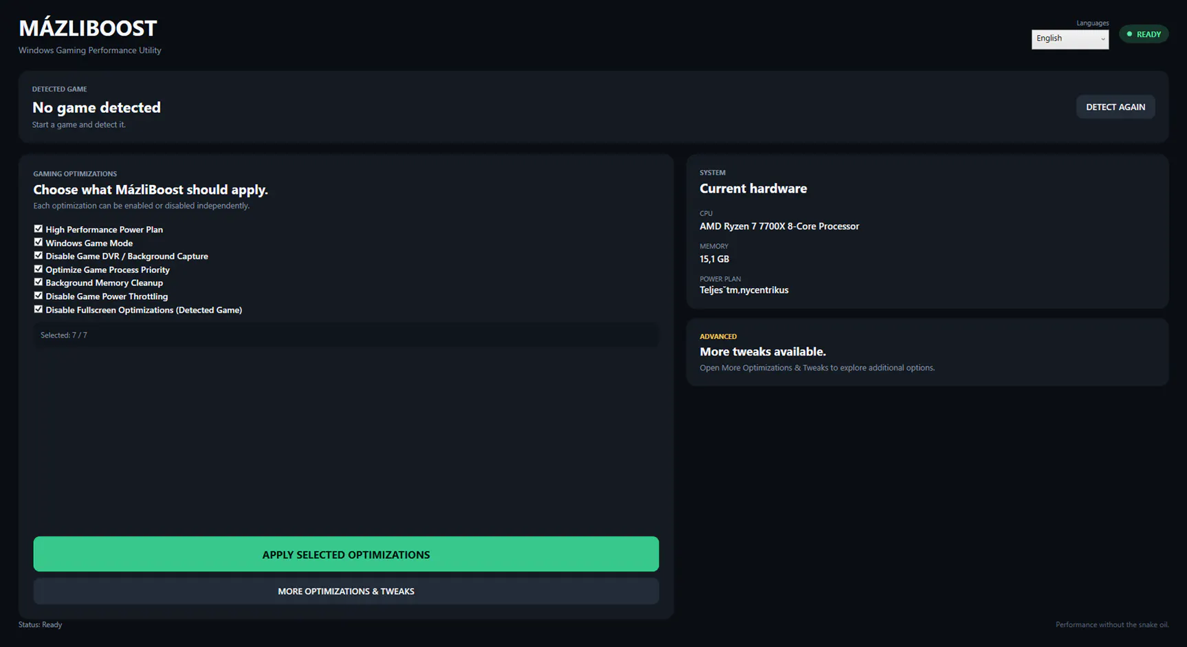 MázliBoost™  Windows Gaming Optimization