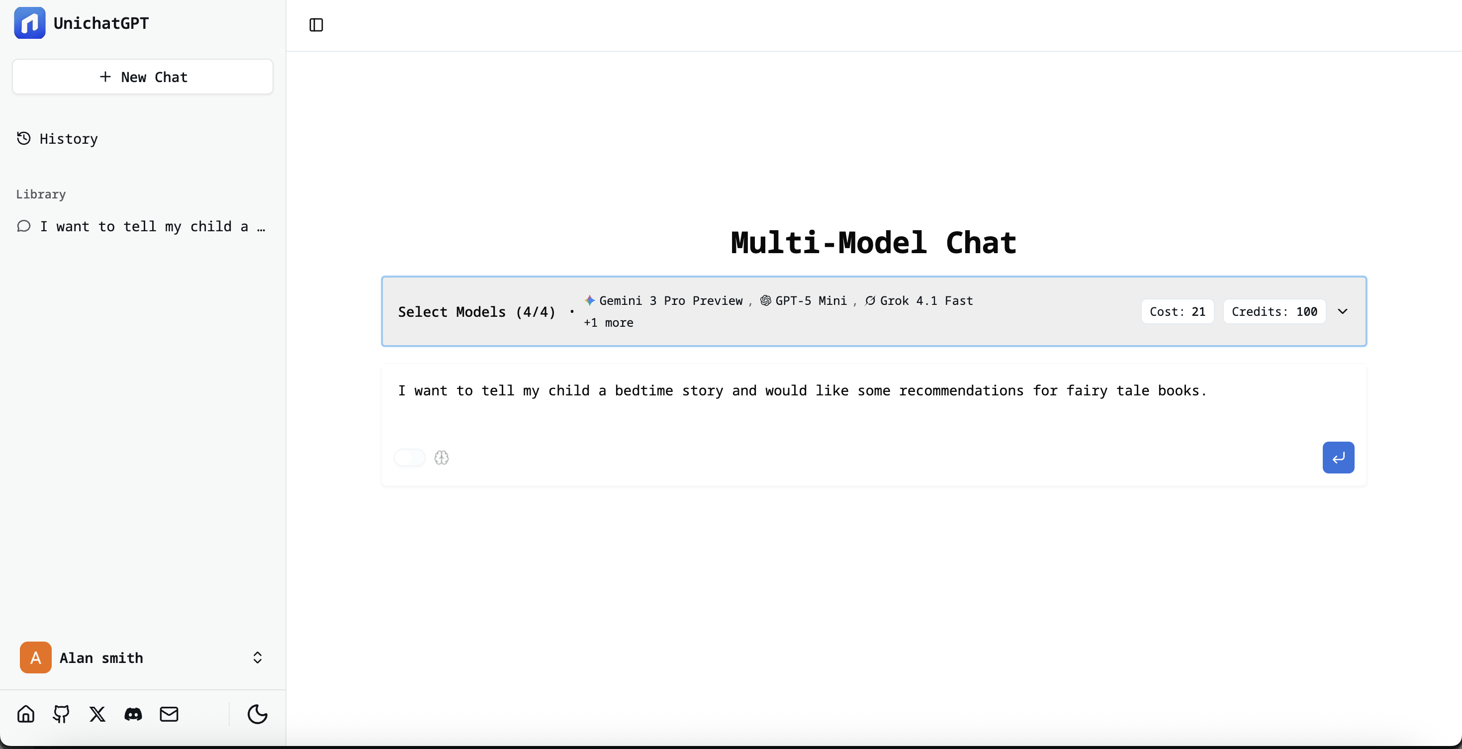 UnichatGPT-Multip LLM Comparison - Main product screenshot demonstrating key features and user interface
