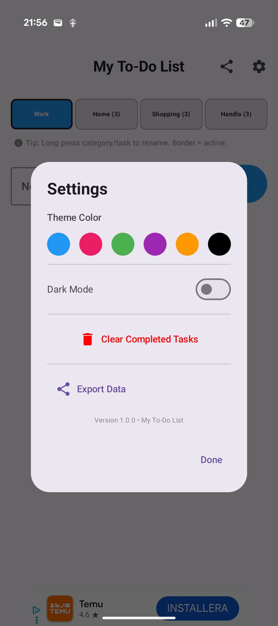 Easy To Do List - Screenshot 3 showing product features and functionality
