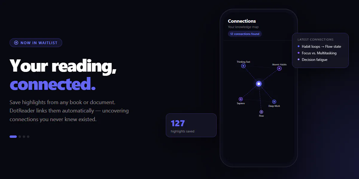 Banner del producto DotReader — Your reading, connected