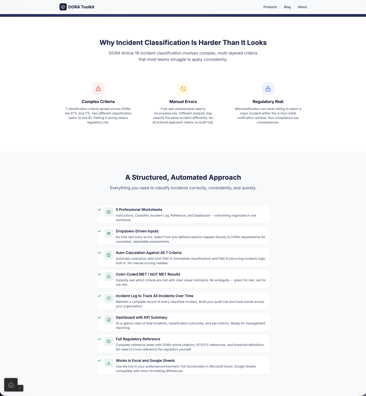 DORA Toolkit - Screenshot 2 showing product features and functionality