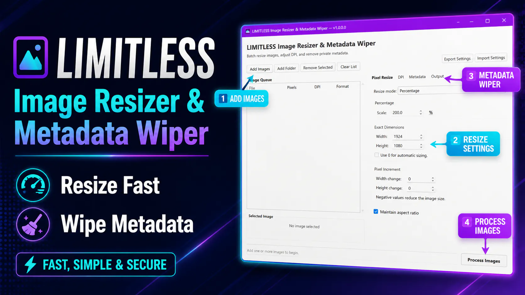 LIMITLESS Image Resizer & Metadata Wiper gallery image