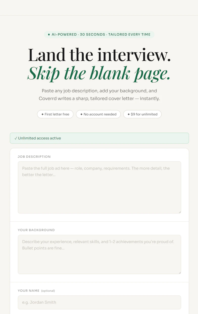 Coverred.app screenshot 1