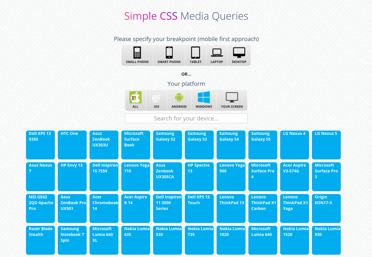 Simple CSS Media Query Generator