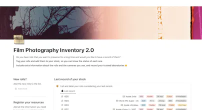 Notion Template for Analog Photographers gallery image