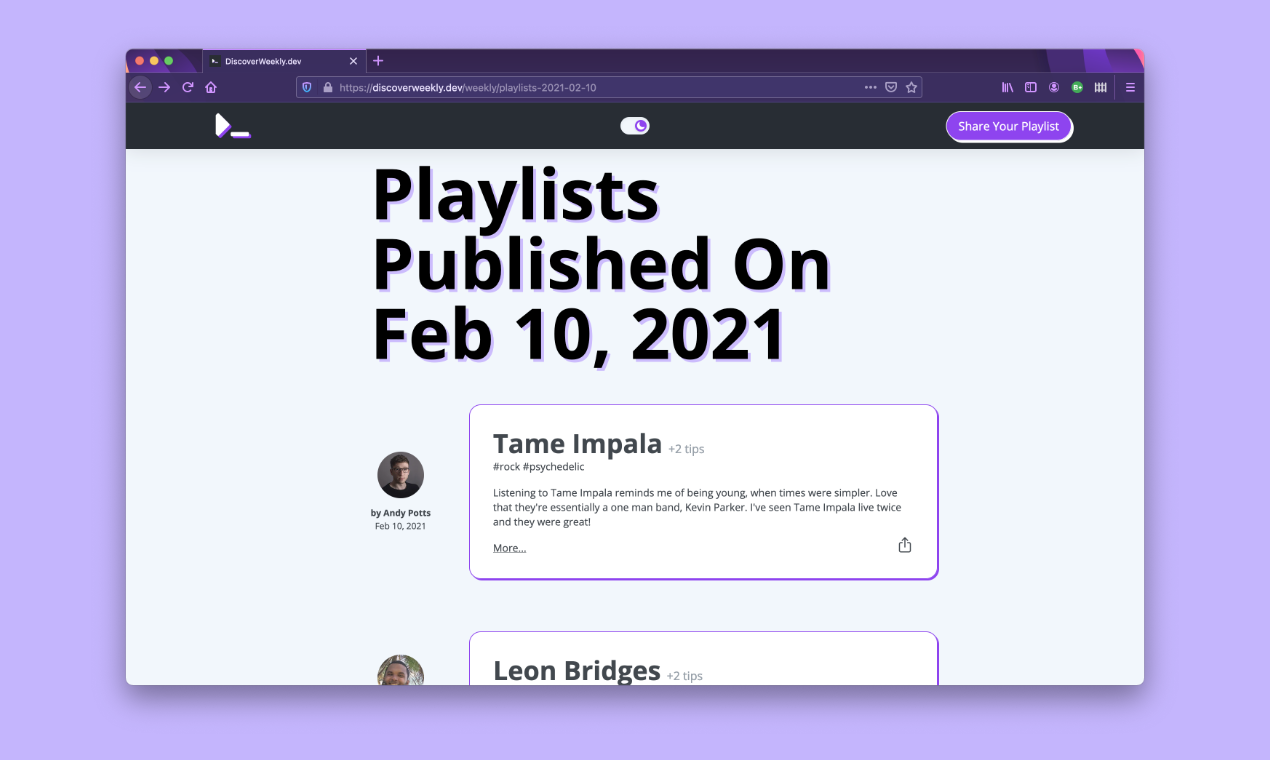 DiscoverWeekly.dev gallery image