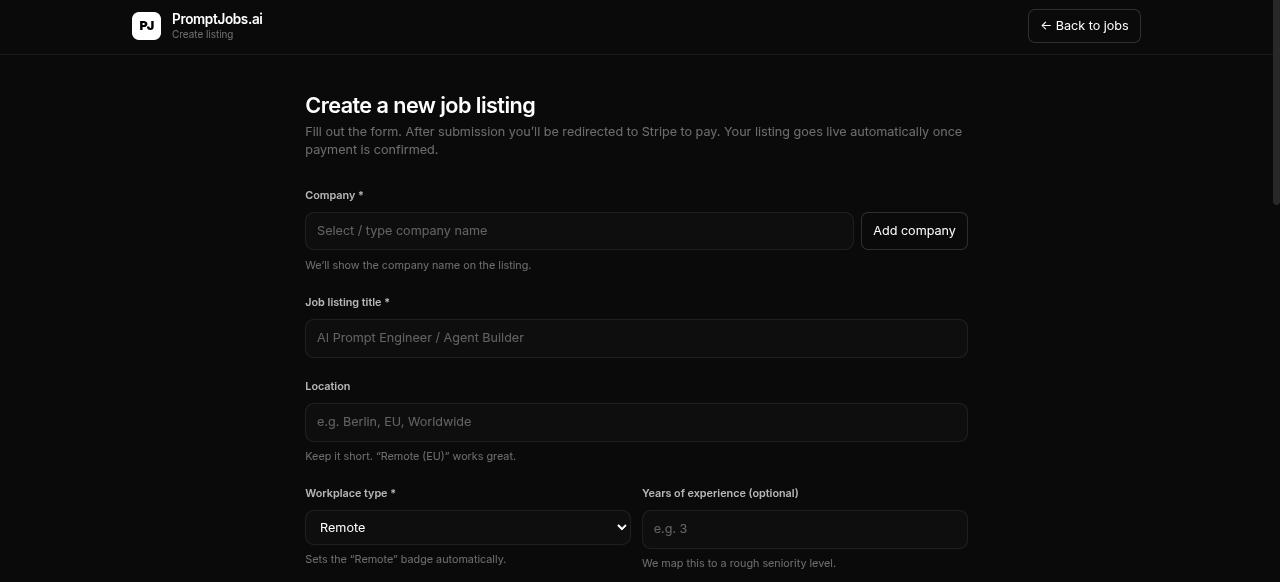 AI Jobboard - Jobboard for AI Engineers - Screenshot 2 showing product features and functionality