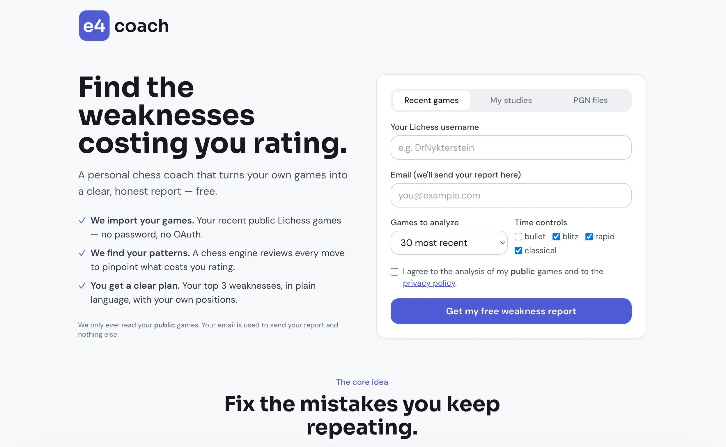 e4coach — your personal chess coach