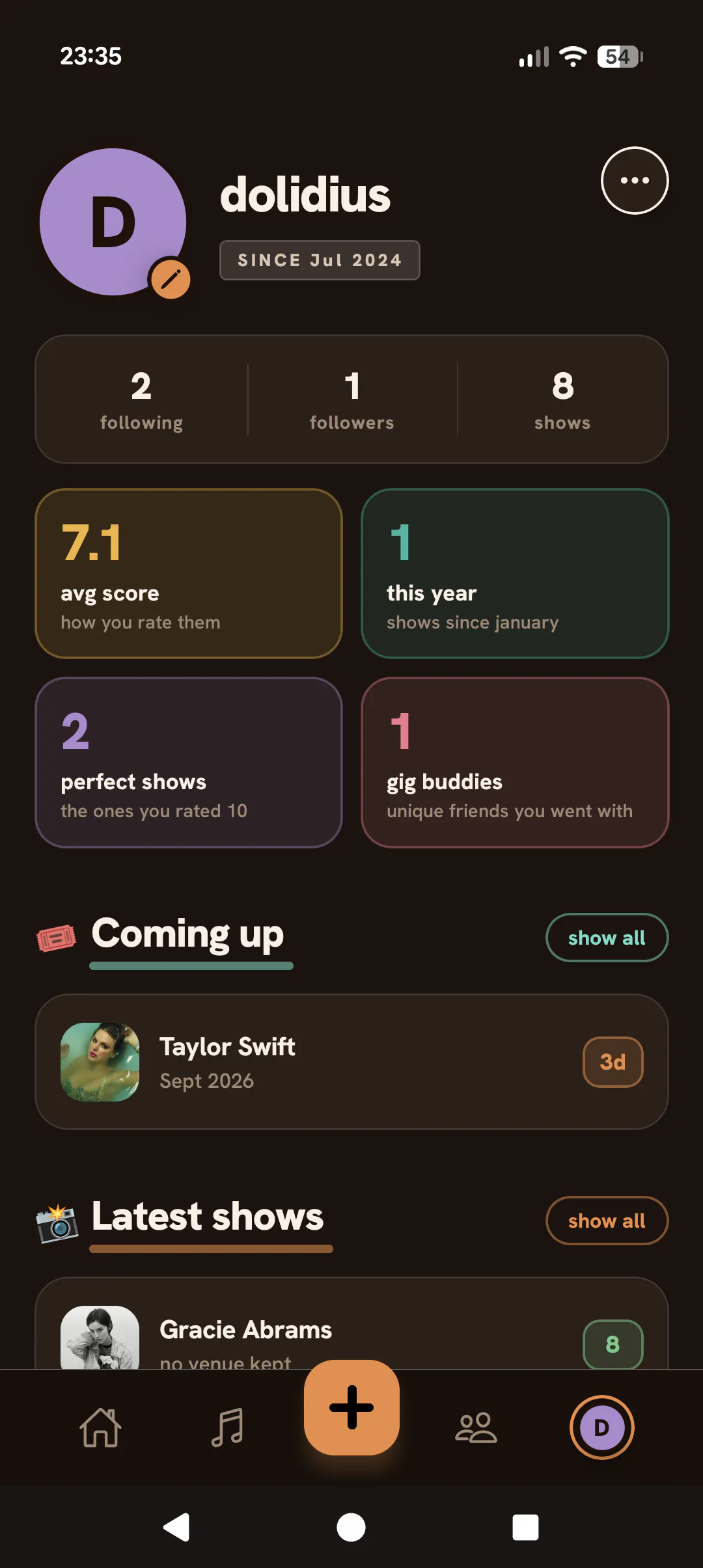 Gigcore - Personal Concerts History gallery image