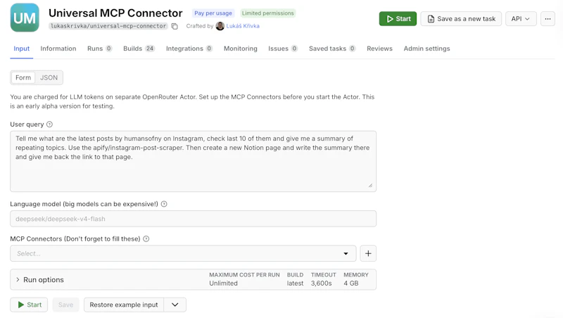 Apify: MCP connectors screenshot 4