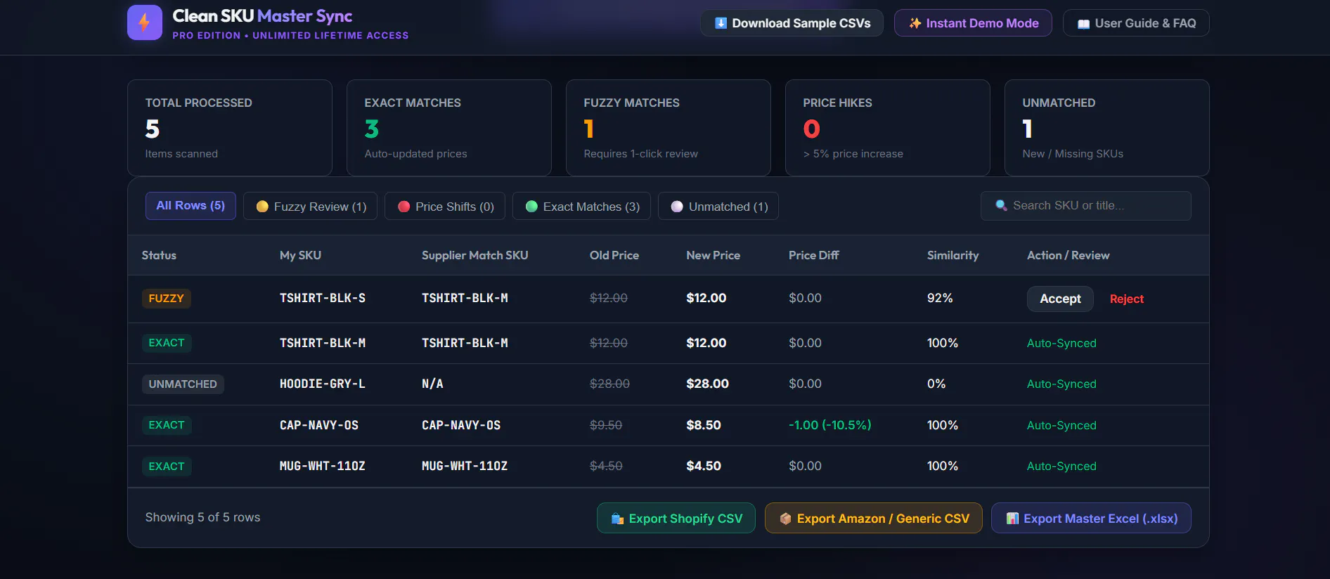 Clean SKU Master Sync Pro screenshot