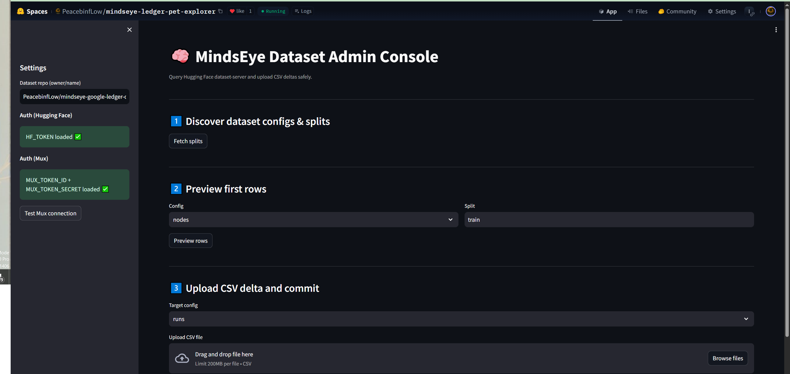 MindsEye Dataset Admin Console gallery image