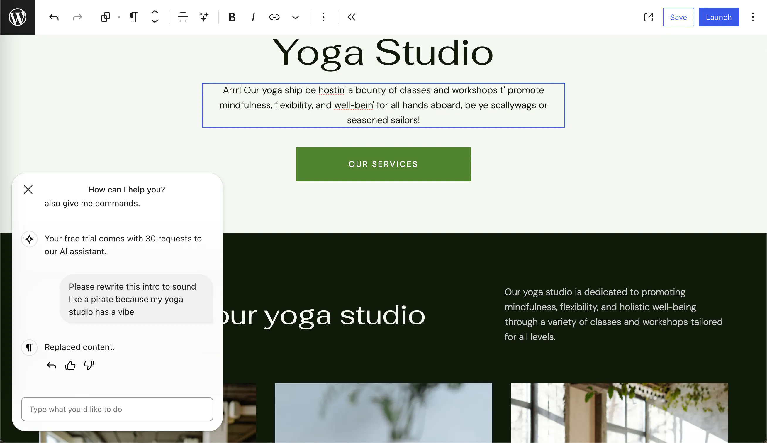 WordPress.com AI Website Builder gallery image