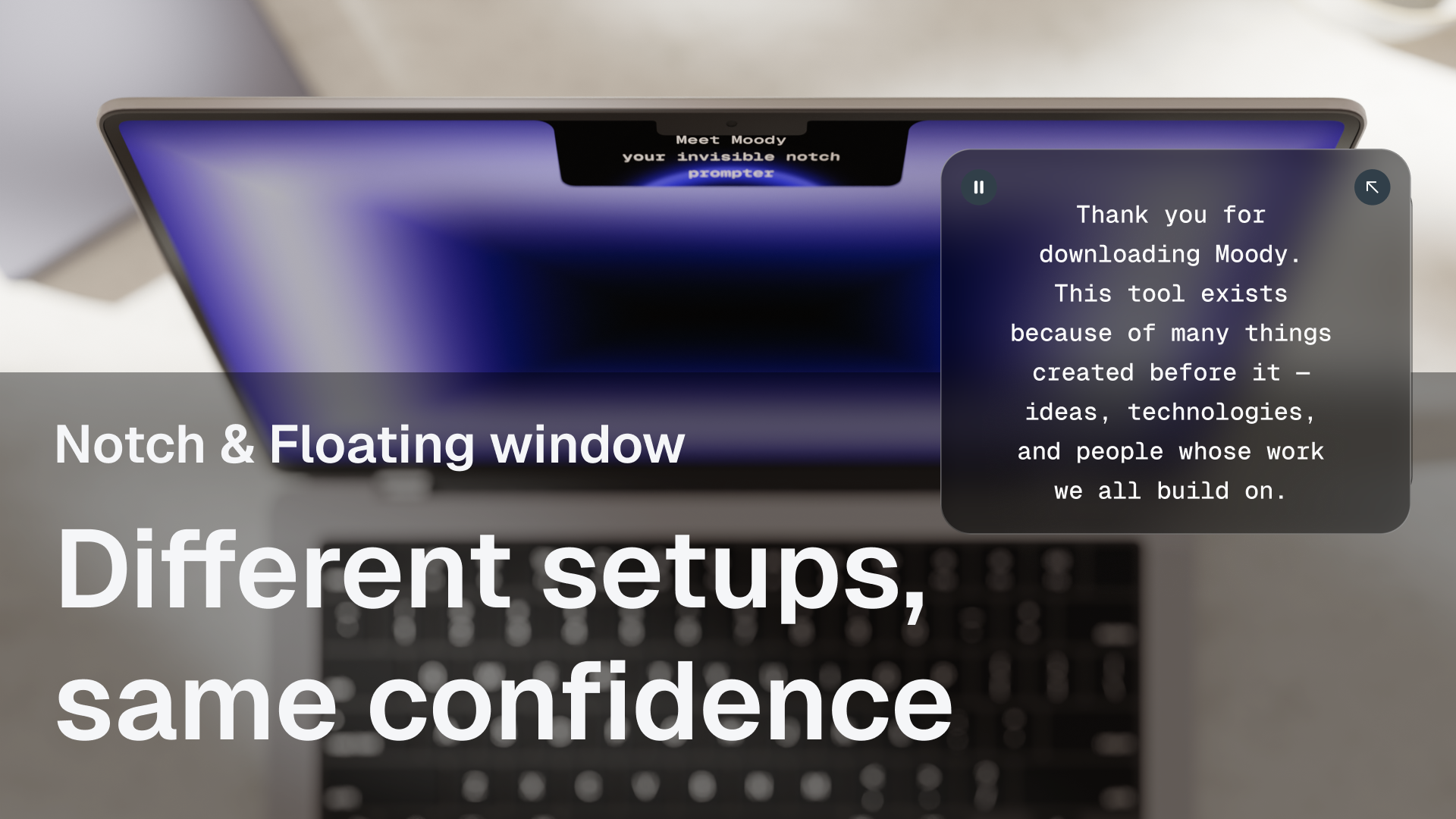 Moody - Main product screenshot demonstrating key features and user interface