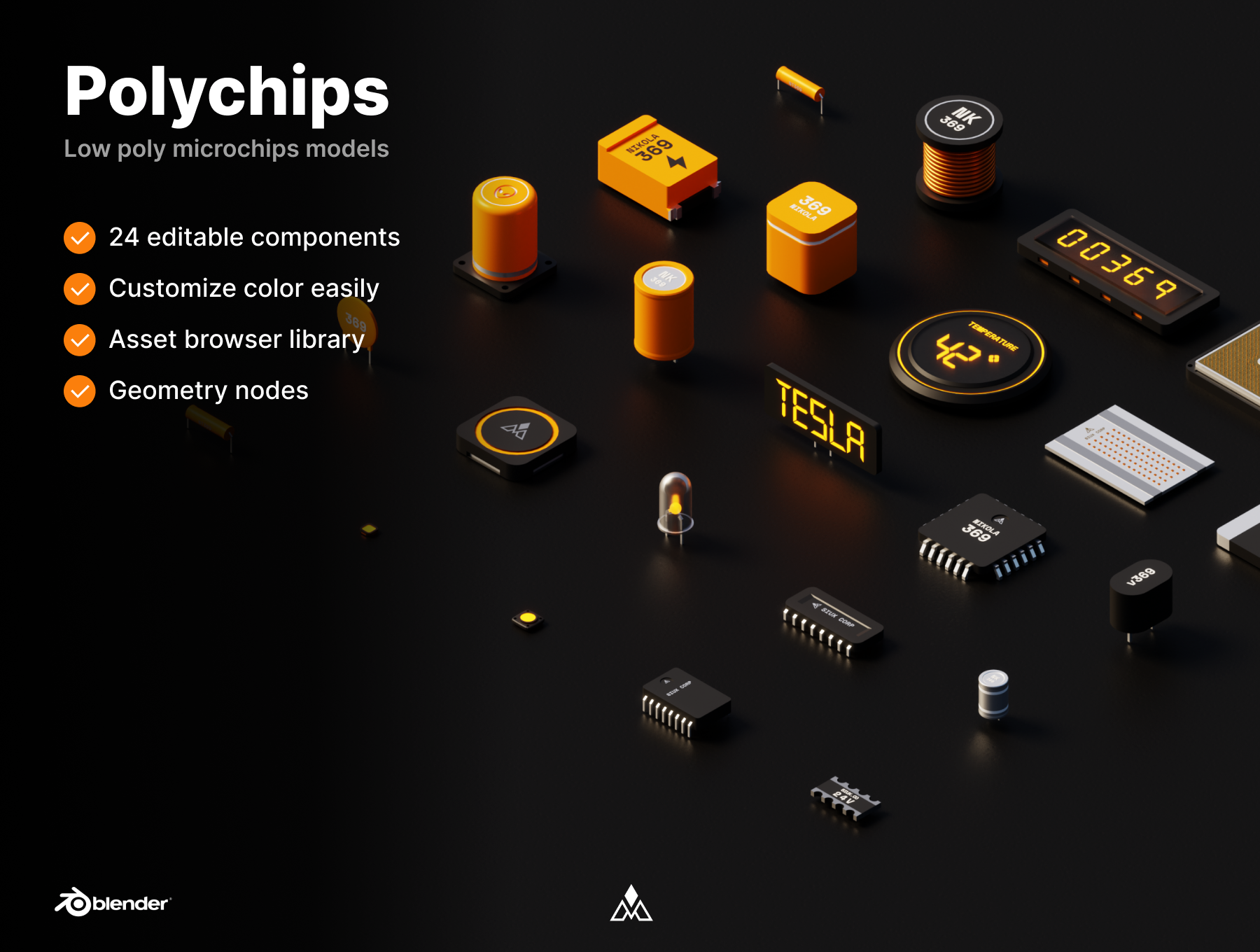 Polychips v2 -3D 마이크로 칩 - 즉시 사용 가능한 마이크로 칩 모델의 유쾌한 컬렉션 미디어 1