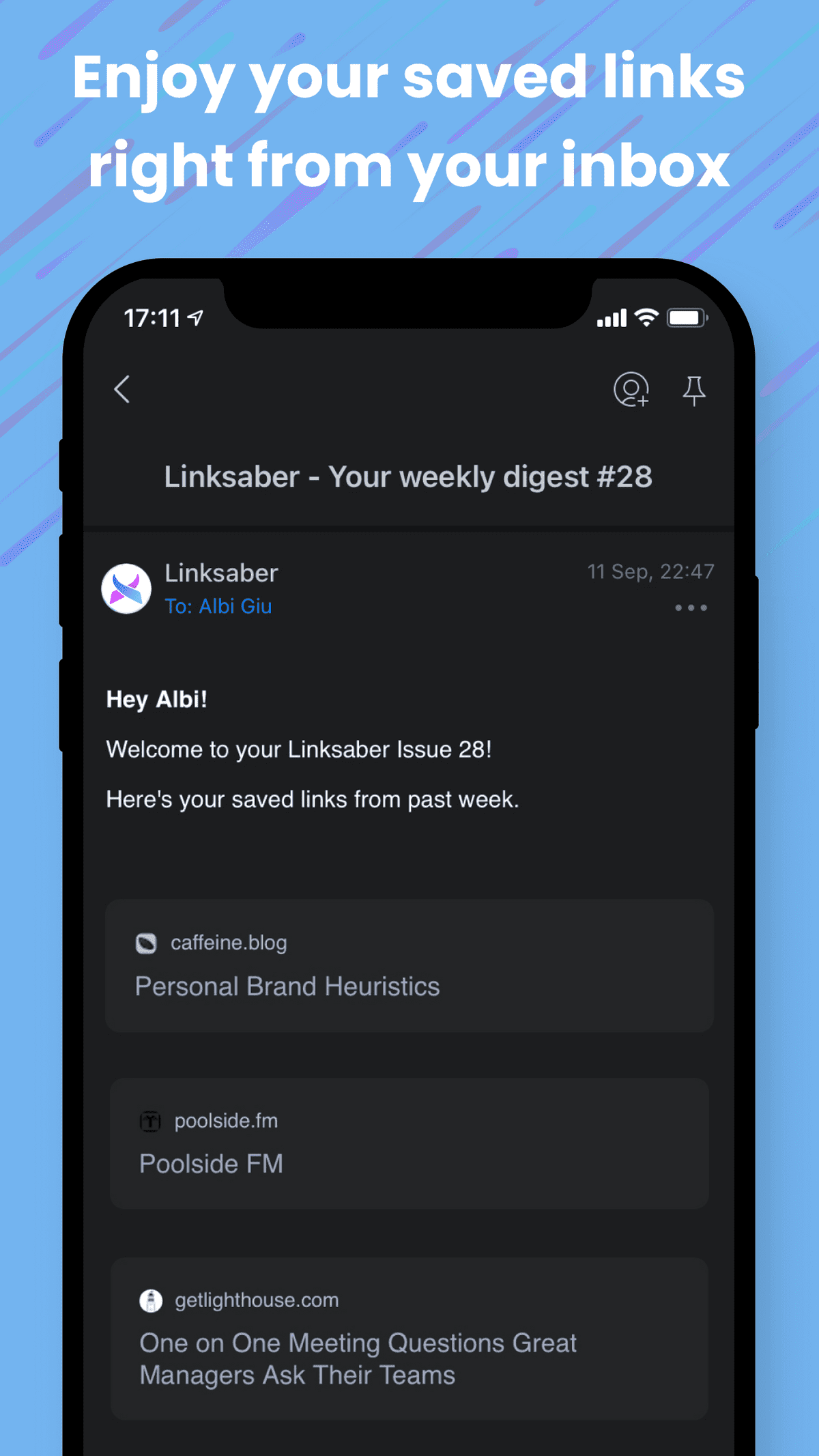 linksaber - อ่านลิงก์ในภายหลังไปยังอีเมลของคุณรายสัปดาห์ media 4