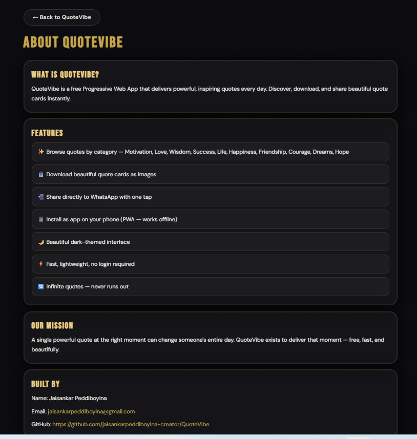 QuoteVibe - Screenshot 3 showing product features and functionality