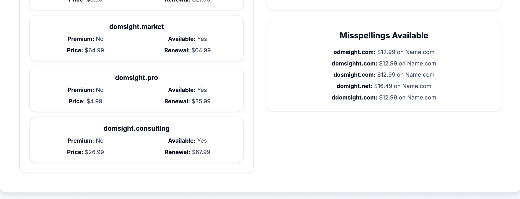 DomSight AI-powered domain SaaS Platform gallery image