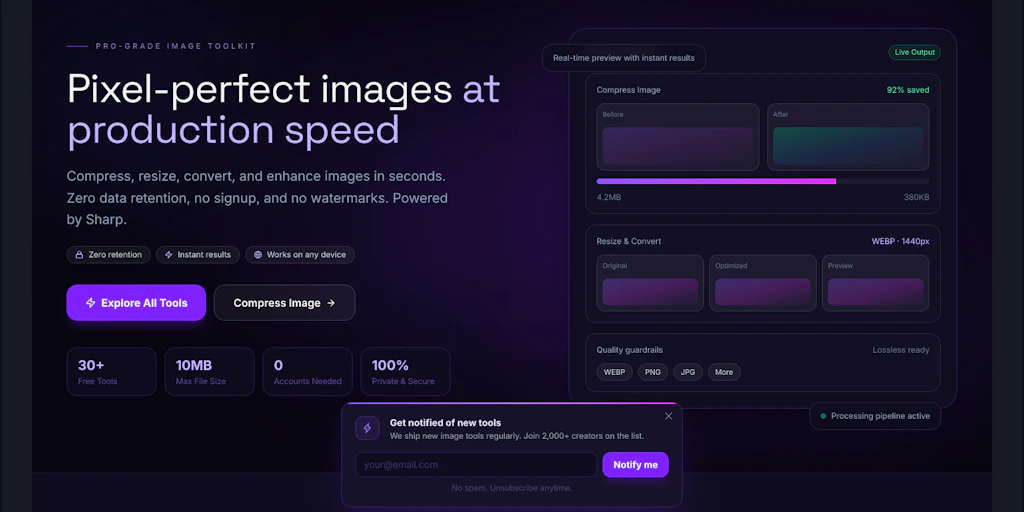 PixlTools: 30+ free online image tools — compress, resize, & more | Product Hunt