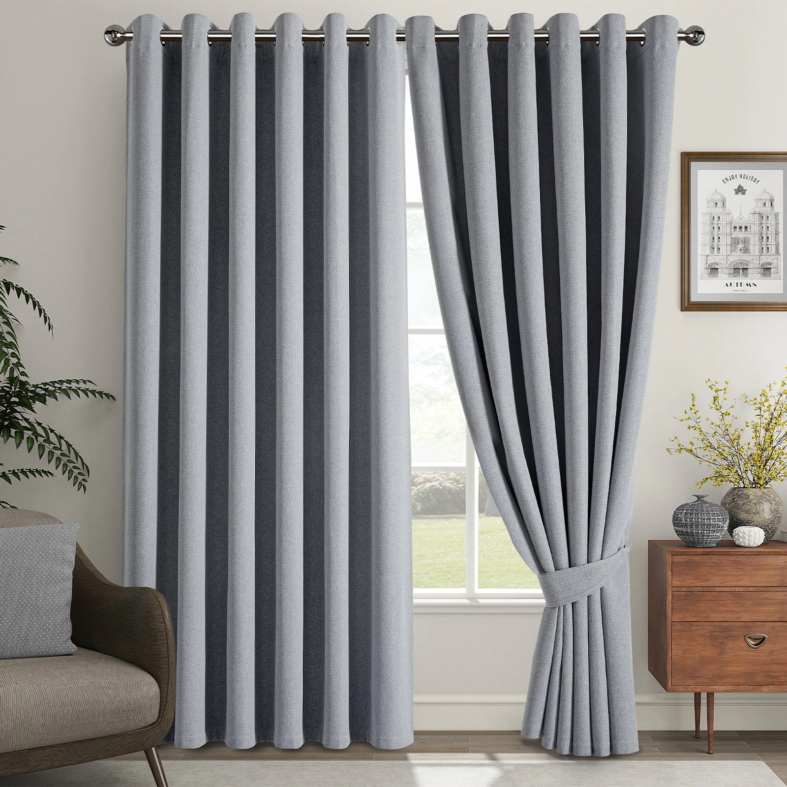 Blackout Linen Curtains, Eyelet Design screenshot 8