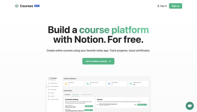 Cursussen - Bouw een cursusplatform met notie.Gratis. media 1