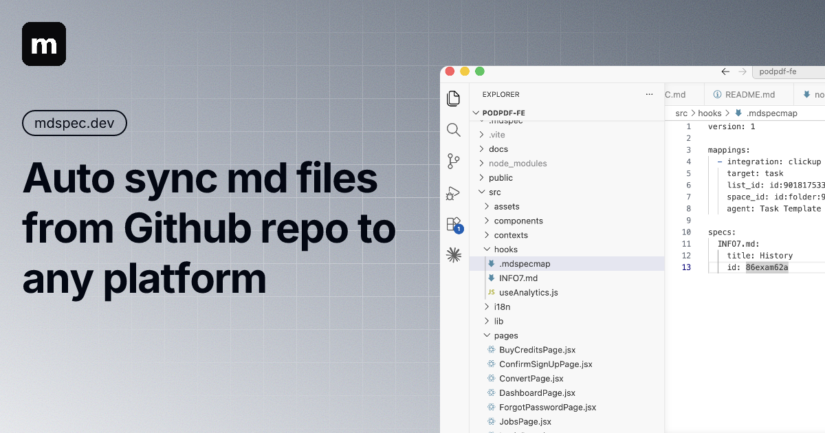 mdspec — auto sync your md files gallery image
