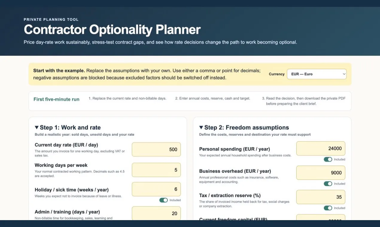 Contractor Optionality Planner gallery image