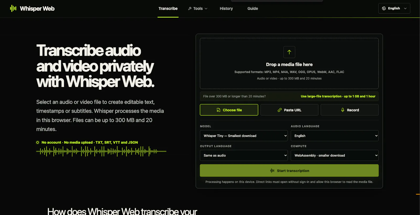 Whisper Web screenshot 1