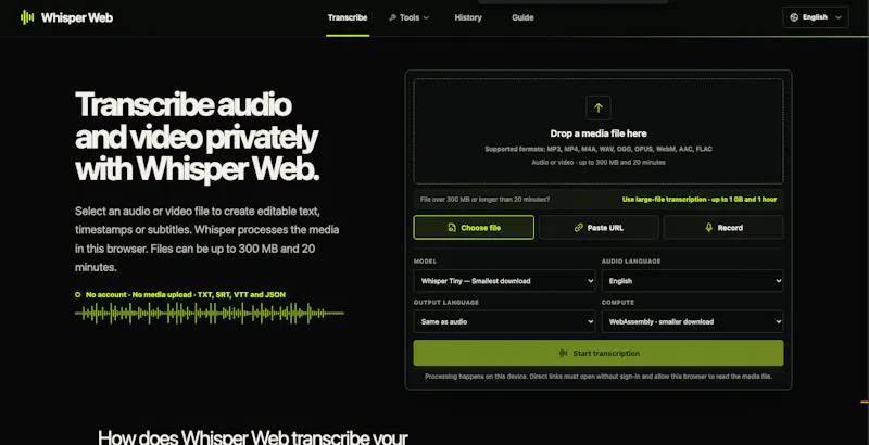 Whisper Web screenshot 1