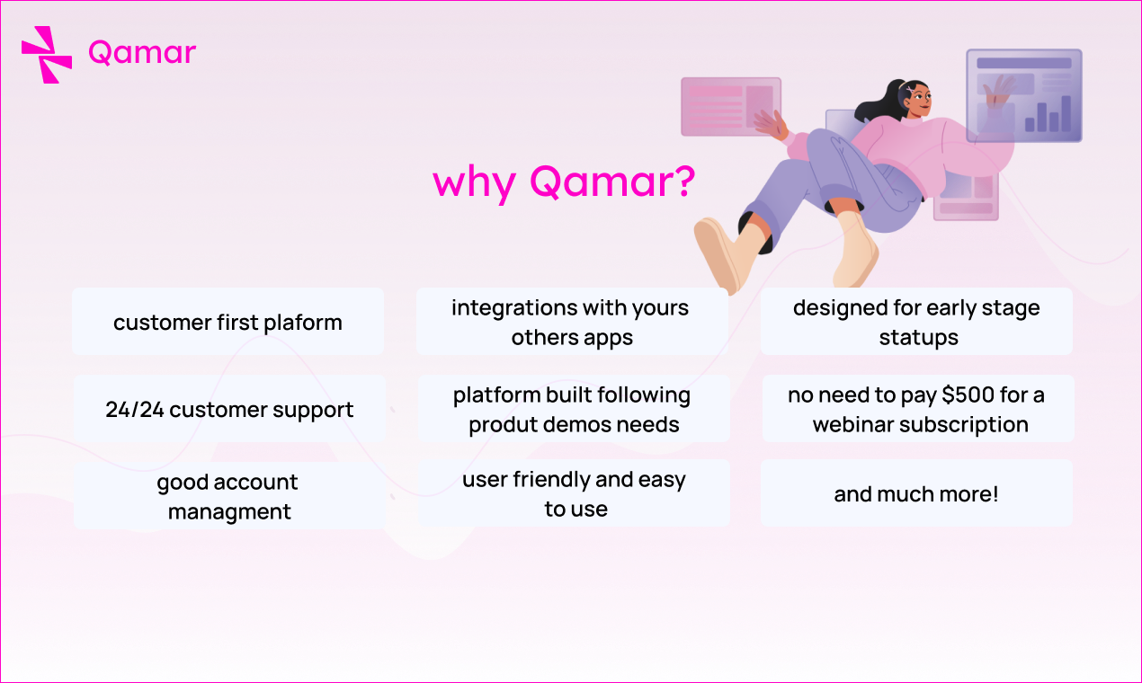 Qamar B2B 제품 데모 웨비나 플랫폼 - 고 충격적인 제품 데모로 근접 요금을 높이십시오 미디어 1