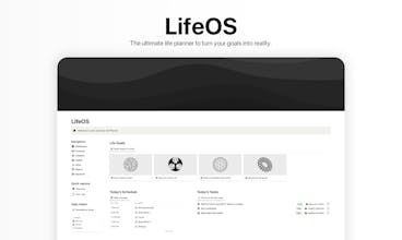 LifeOS 라이프 플래너, 두 번째 두뇌 및 금융 시스템을 갖춘 조직적이고 생산적인 작업 공간.