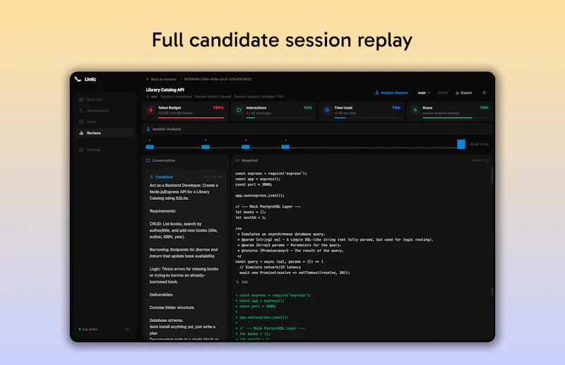 Lintic: Open Source AI Coding Assessment screenshot 2