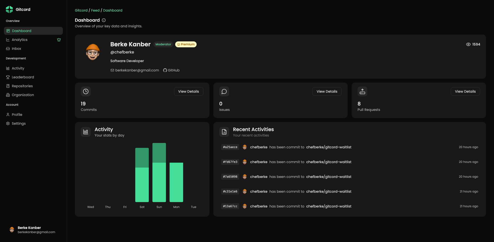 Gitcord - Sadece işe yarayan temiz, basit github analitiği medya 4