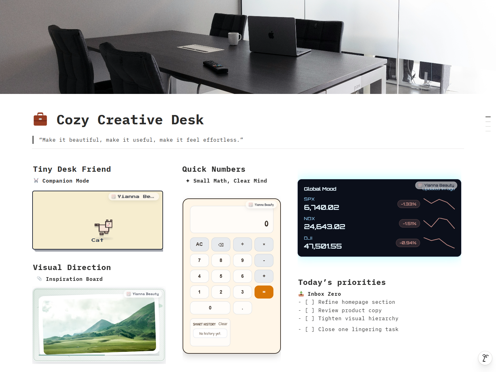 Yianna Beauty Notion Widgets gallery image