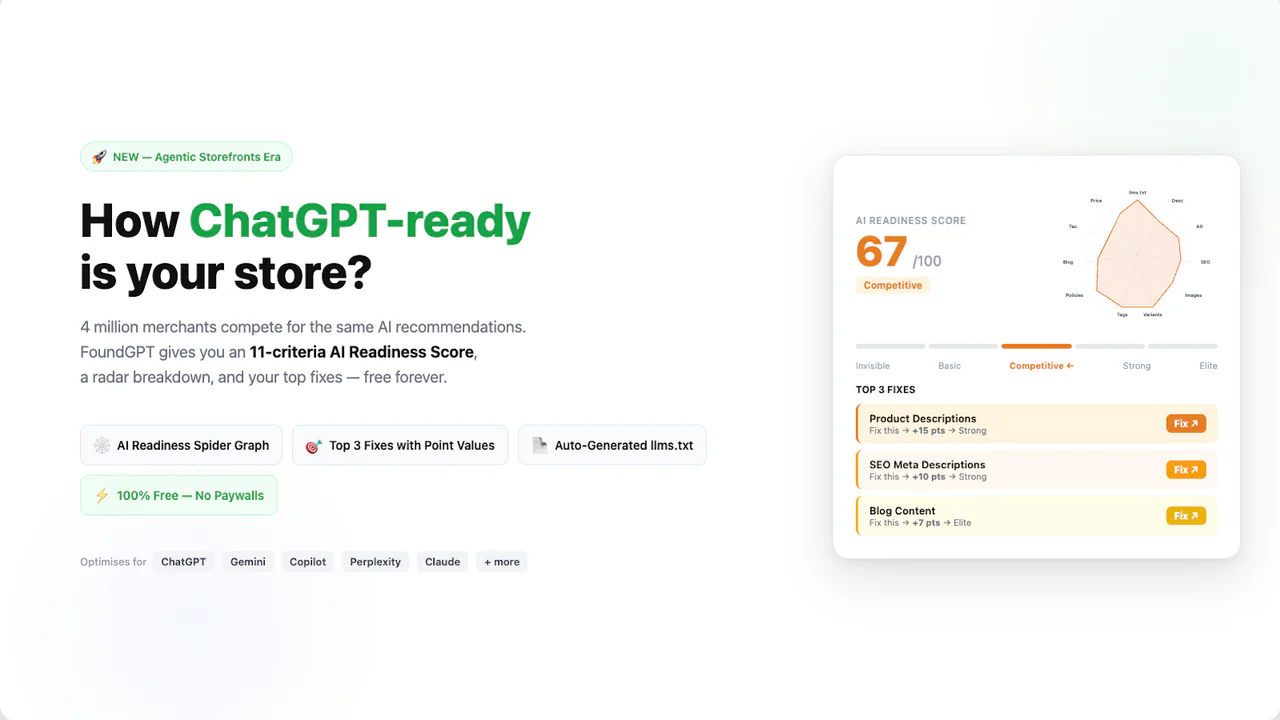 FoundGPT: AI Audit & llms.txt gallery image