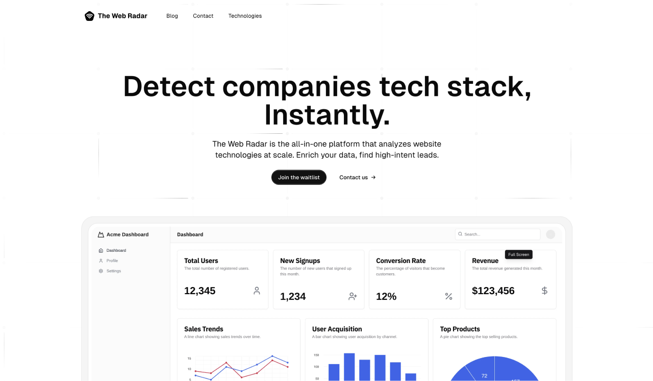 Média Le radar Web - Révéler la pile technologique de tout site Web en quelques secondes 1