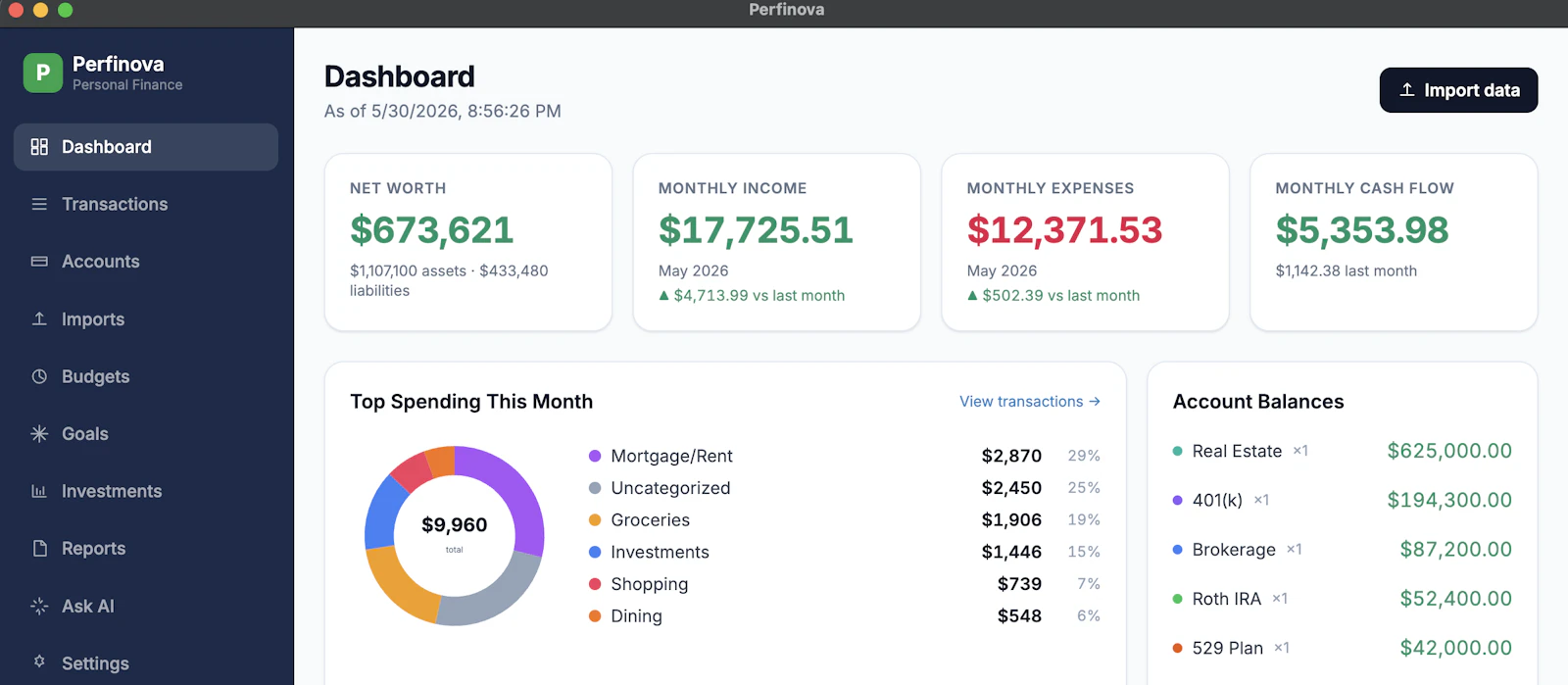 Perfinova: Personal Finance for Mac screenshot 2