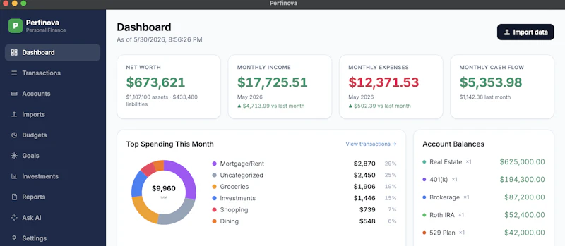 Perfinova: Personal Finance for Mac screenshot 2