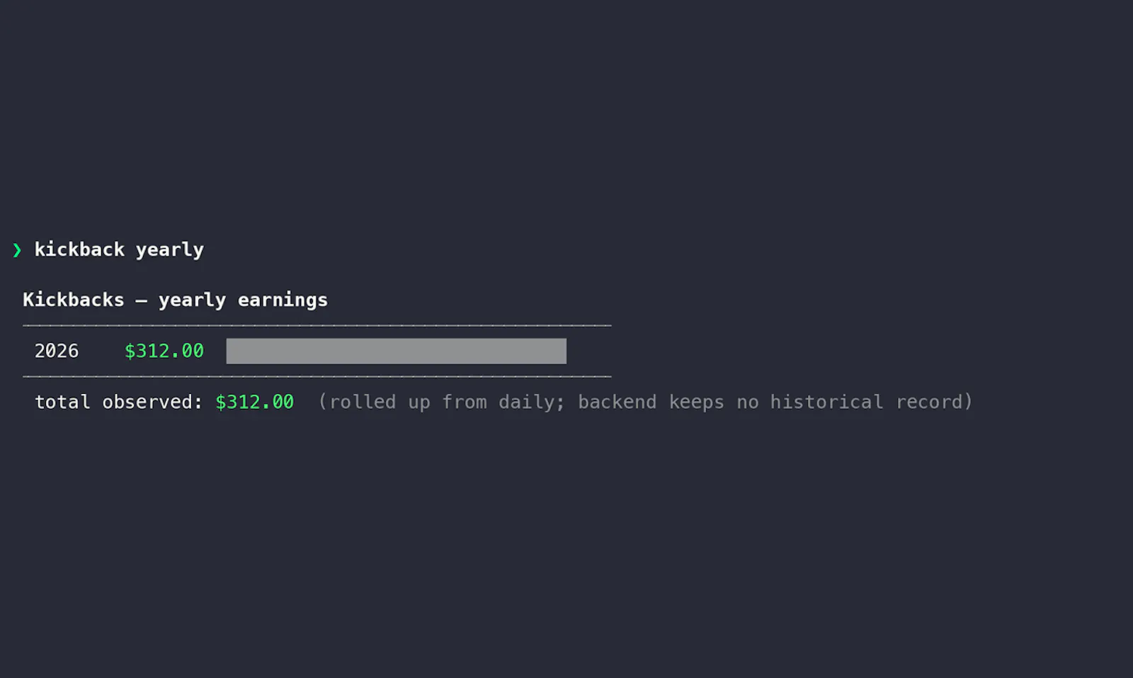 Kickbacks CLI screenshot 9